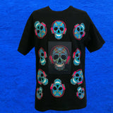 Playera con luces LED activadas por sonido diseño calavera — imagen 1 de 3