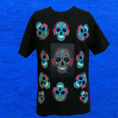 Playera con luces LED activadas por sonido diseño calavera