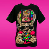 Playera con luces LED activadas por sonido diseño calavera — imagen 2 de 3