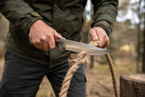Cuchillo tipo Bowie con mango de madera y funda para camping — imagen 3 de 3