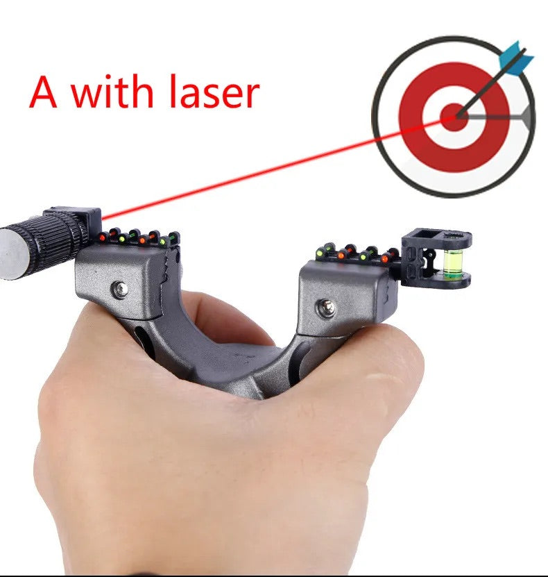 Resortera con banda de goma y mira láser integrada