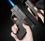 Encendedor porta cigarrillos rellenable con diseño decorativo de pistola — imagen 1 de 4