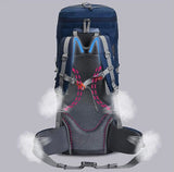 Mochila de 60 litros con cubierta de lluvia para escalada y senderismo en verde, azul o negro — imagen 2 de 7