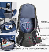 Mochila de 60 litros con cubierta de lluvia para escalada y senderismo en verde, azul o negro — imagen 3 de 7