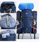 Mochila de 60 litros con cubierta de lluvia para escalada y senderismo en verde, azul o negro — imagen 4 de 7