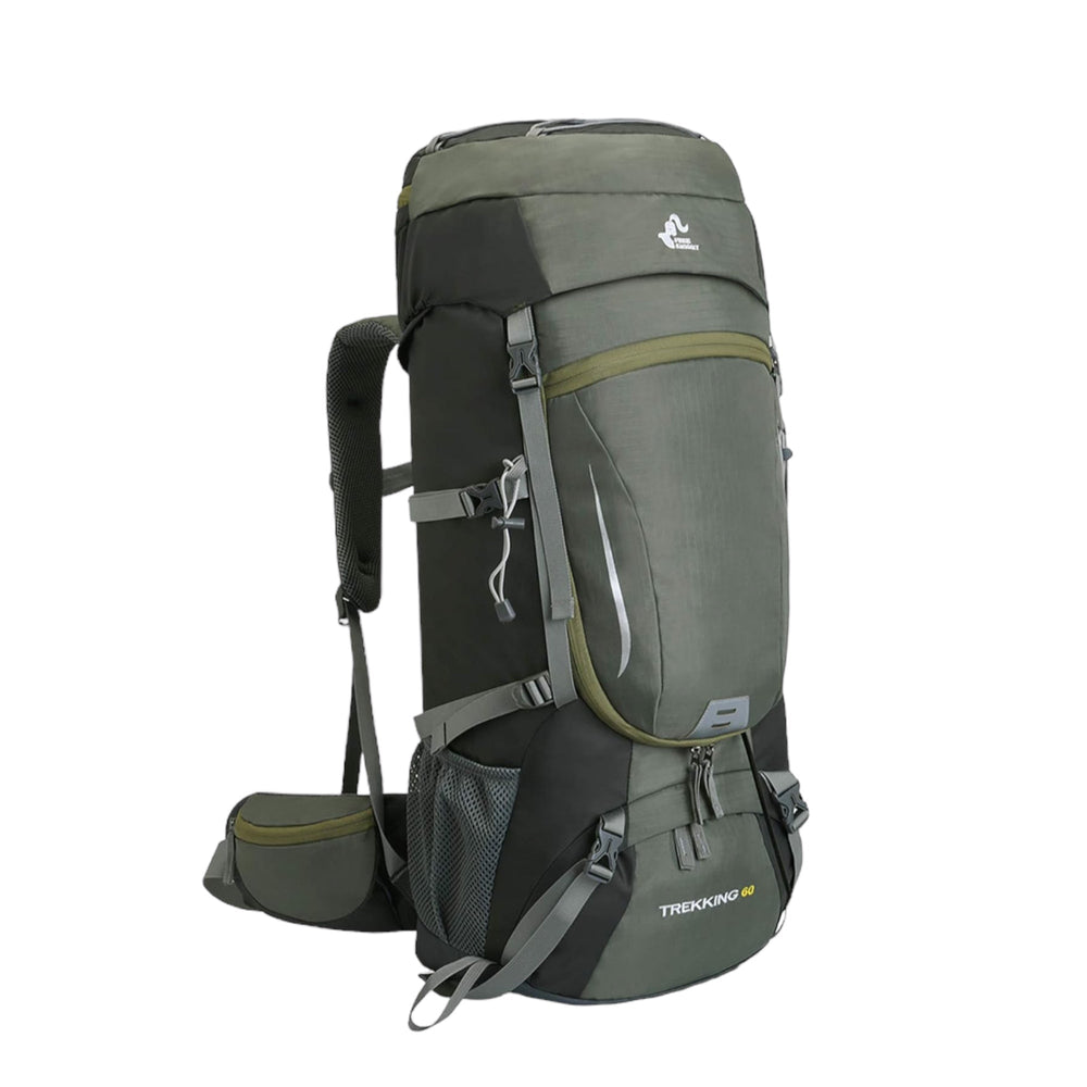 Mochila de 60 litros con cubierta de lluvia para escalada y senderismo en verde, azul o negro