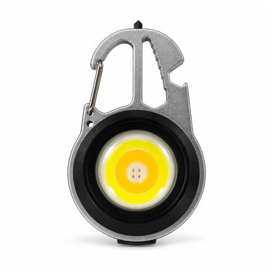 Lámpara mosquetón multiherramienta LED con destornillador y rompevidrios