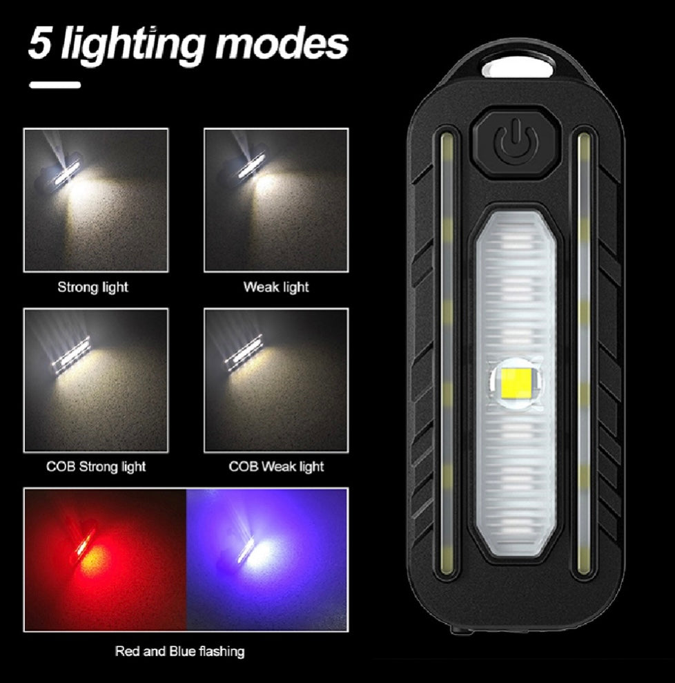 Luz LED recargable con efecto patrulla instalada en bicicleta