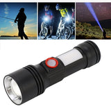Lámpara LED T9 con luz COB lateral, efecto patrulla y zoom ajustable — imagen 1 de 3
