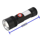 Lámpara LED T9 con luz COB lateral, efecto patrulla y zoom ajustable — imagen 3 de 3