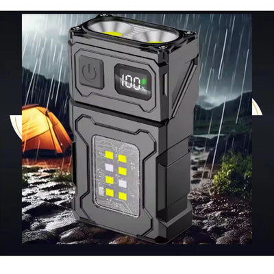 Mini linterna giratoria con efecto patrulla y función power bank