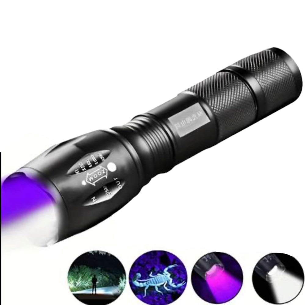 Lámpara LED con luz blanca y luz negra UV, zoom ajustable
