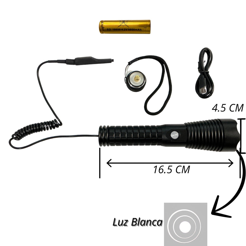 Lámpara LED T6 con montaje tipo cola de rata para arma larga