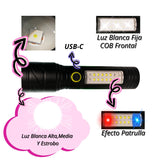Lámpara LED frontal con COB, efecto patrulla y 5 modos de luz — imagen 2 de 3