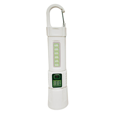 Linterna LED recargable 2 en 1 con gancho, zoom e indicador de batería