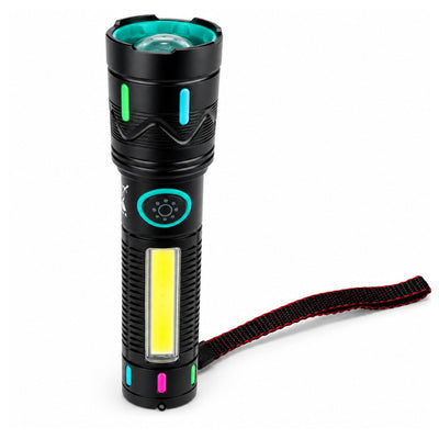 Lámpara LED recargable con COB lateral y 4 modos de iluminación