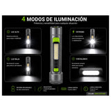 Linterna LED con zoom ajustable, panel COB y carga USB-C resistente a salpicaduras — imagen 5 de 5