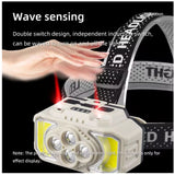 Lámpara frontal LED COB con sensor de movimiento y 4 modos de luz — imagen 5 de 6