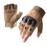 Guantes tácticos de medio dedo con nudillos reforzados en caqui — imagen 2 de 5