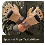 Guantes tácticos de medio dedo con nudillos reforzados en caqui — imagen 3 de 5