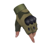 Guantes tácticos de medio dedo con nudillos reforzados en caqui — imagen 5 de 5