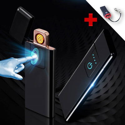 Encendedor eléctrico metálico ultra delgado con sensor de huella y recarga USB