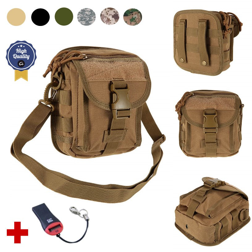Bolsa militar táctica cruzada con 5 compartimentos y sistema MOLLE