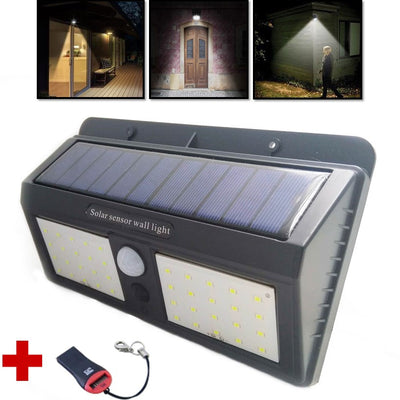 Lámpara solar de 40 LED con sensor de movimiento, 250 lúmenes