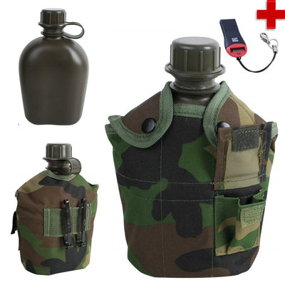 Cantimplora táctica de 1 litro con funda, disponible en varios colores