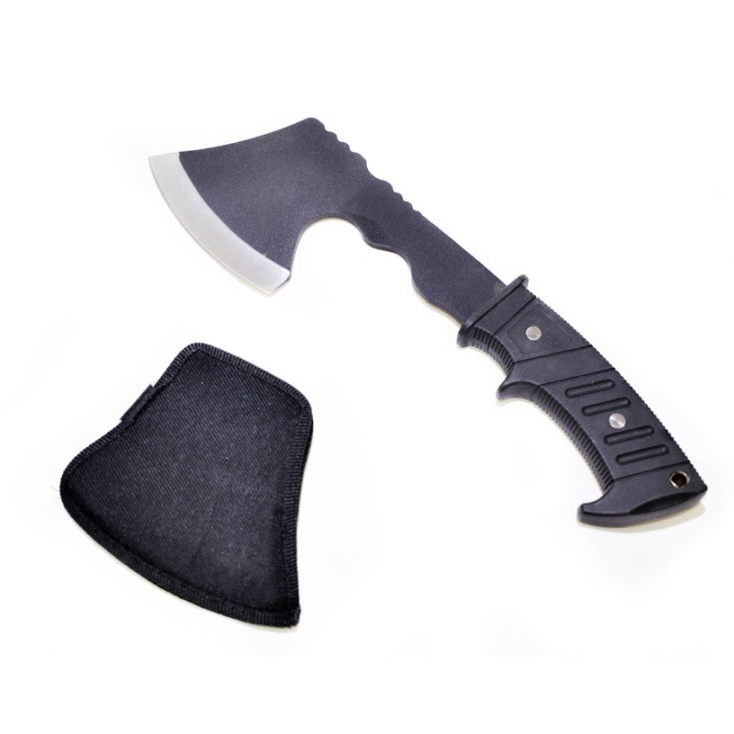 Hacha táctica de supervivencia de acero inoxidable con funda de nylon