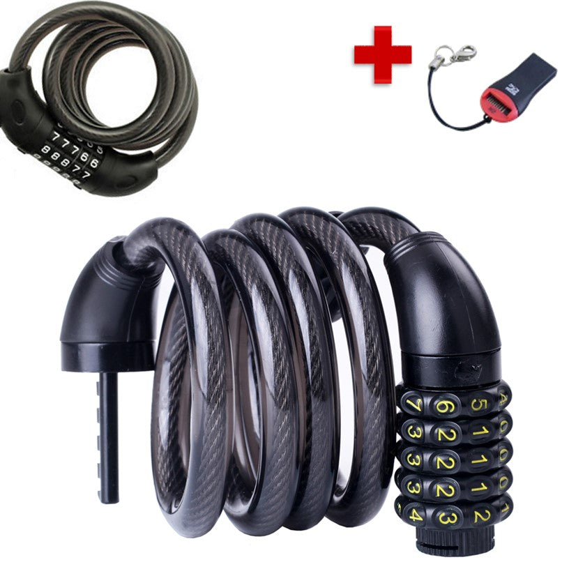 Candado de combinación de 5 dígitos con cable de 120 cm y soporte de montaje