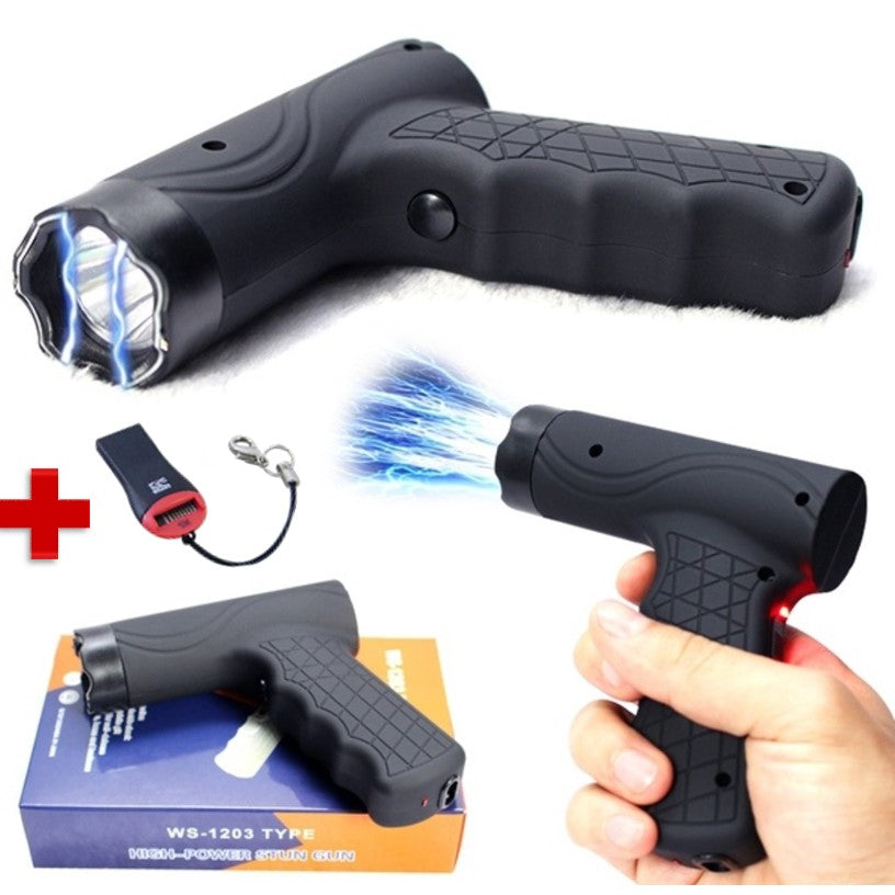 Pistola taser compacta con linterna LED y tres modos de uso, modelo W203