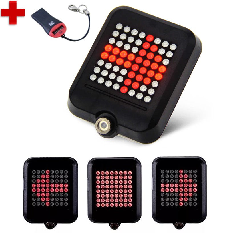 Luz trasera LED de bicicleta con panel de 64 LEDs rojos y sensor de movimiento
