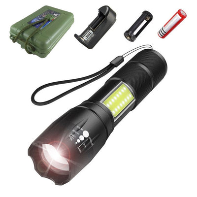 Lámpara táctica LED COB de 2500 lúmenes con zoom manual