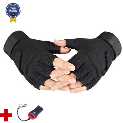 Guantes tácticos de dedos cortos de uso rudo en verde