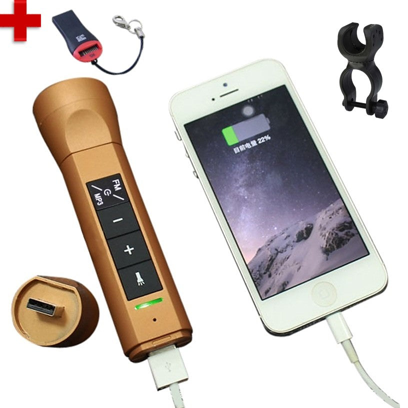 Lámpara para bicicleta 7 en 1 con bocina Bluetooth y radio FM
