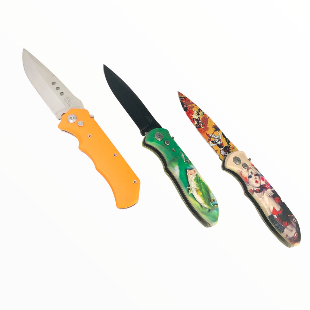 Navaja automática con seguro, disponible en varios acabados