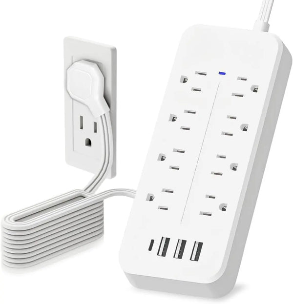 FANDBO 12 en 1 Regleta Multicontacto Extension USB, con 8 Salidas CA y 4 Puertos USB Fralugio