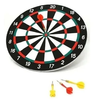 Juego de dardos con tablero rígido doble cara y 6 dardos