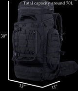 Mochila de marco interno de 70 litros con sistema molle en negro, caqui o verde — imagen 3 de 9