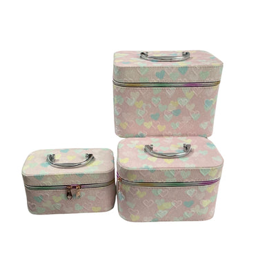 Set de 3 estuches organizadores para maquillaje en plástico y tela