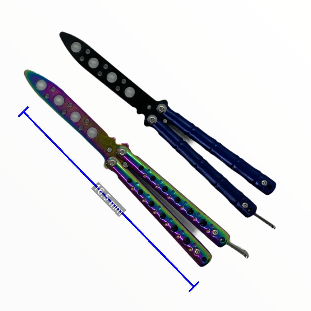 Cuchillo mariposa de entrenamiento sin filo con mango de equilibrio