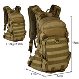 Mochila táctica de 30 litros impermeable en caqui o negro — imagen 2 de 6