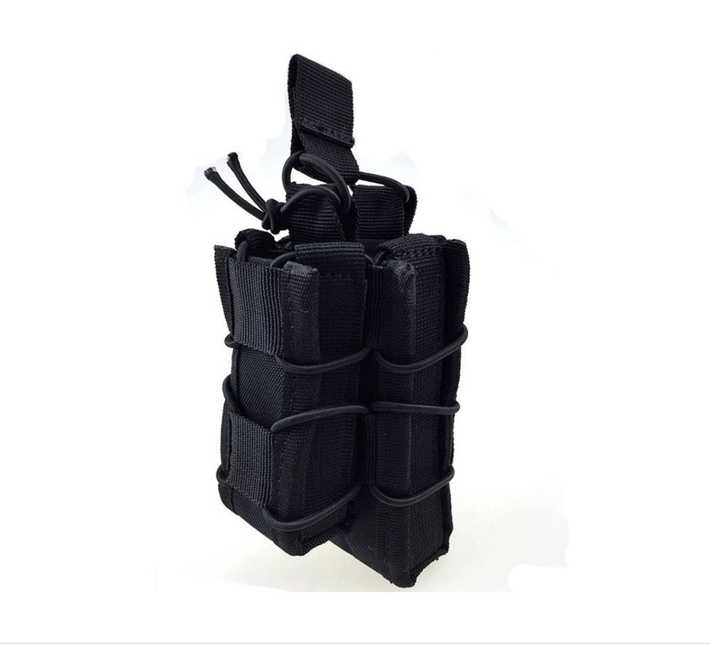 Porta cargador doble ajustable en negro y verde para cinturón táctico