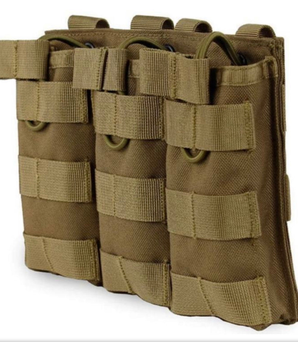 Porta cargador triple negro con montaje sistema molle para chaleco