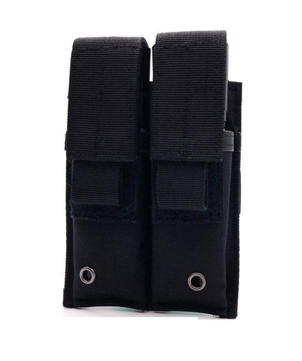 Porta cargador doble sistema molle en negro y verde militar