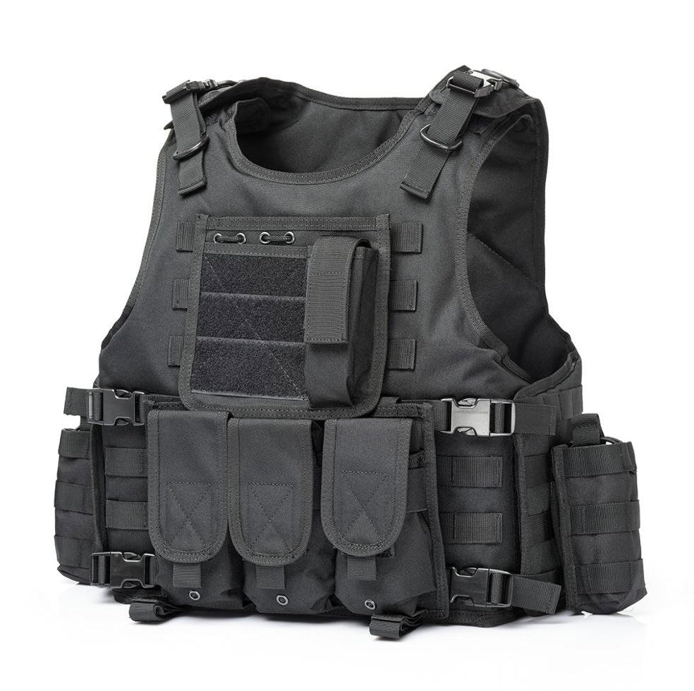 Chaleco táctico básico con sistema MOLLE en negro y verde