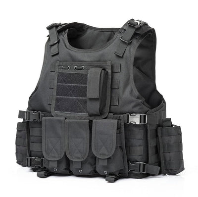 Chaleco táctico básico con sistema MOLLE en negro y verde