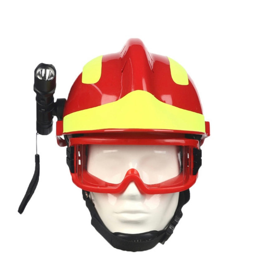 Casco de rescate con linterna y gafas de protección integradas