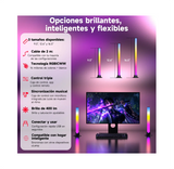 Lámparas LED RGBIC Pack 2d, Mesa y Barra de Luz de 24 cm, para TV y Monitor Gamer con App, Bluetooth y Modo Música